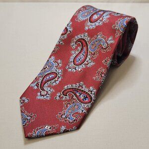 Jos A. Bank Executive Collection Tie Men's 100% Silk Red /Blue Paisley Elegant